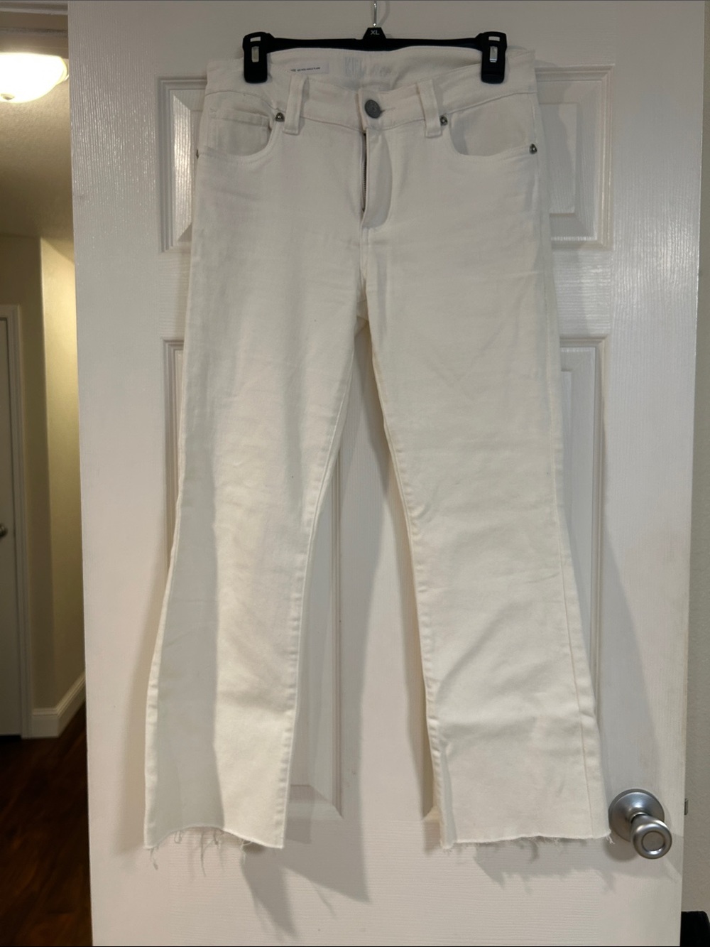 Kut from the Kloth Off-White Flared Crop Jeans